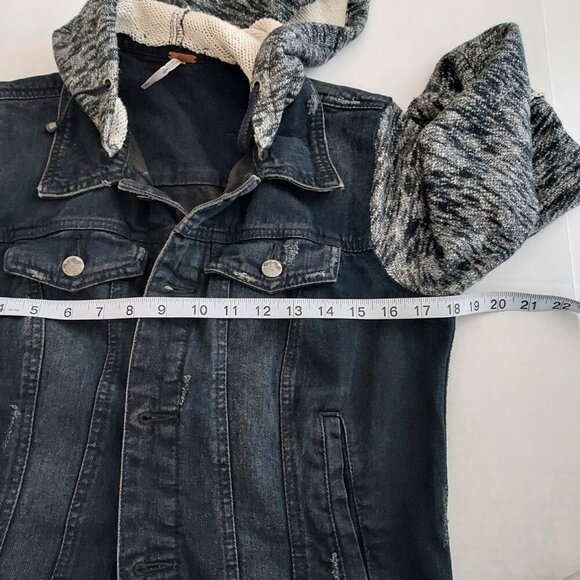 Free People Mixed Media Denim Jean Jacket Size Small - Picture 10 of 15